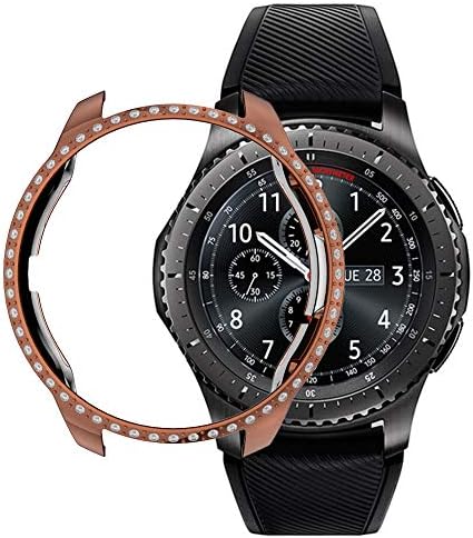 Galaxy Watch 42mm Elmas ile uyumlu PC Kaplama Tampon Durumda Bling Kristal Elmas Parlak Glitter Çerçeve Sert Koruyucu Kabuk