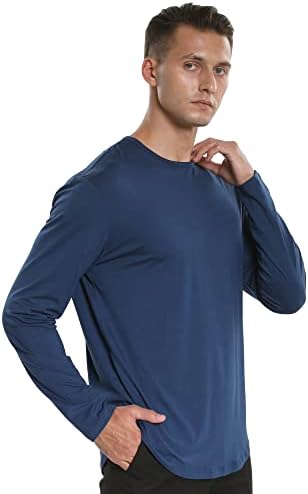 netdraw erkek Ultra Yumuşak Bambu tişört Eğrisi Hem Hafif Soğutma Uzun / Kısa Kollu Rahat Temel Tee Gömlek