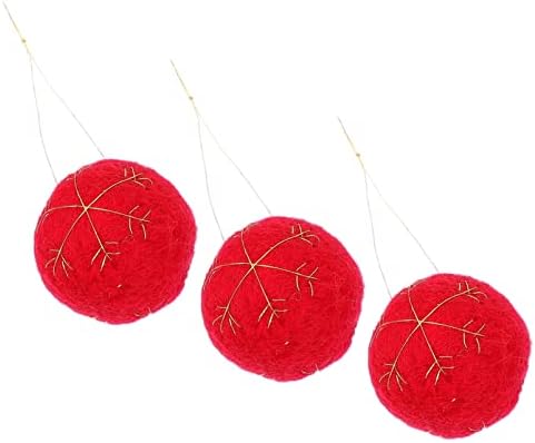 Noel Keçe Ponpon Topları Süsler: Noel Yün Topları 3 adet Kırmızı Yün Keçe Pom Poms DIY Yün Keçe Topları Noel için DIY Garland