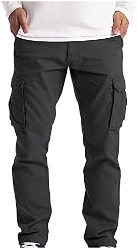 WENKOMG1 Spor Kargo Pantolon Erkekler için Sıkı Çalışma Baggy Pantolon Düz Bacak Sweatpants Balıkçılık Yürüyüş Pantolon