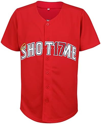 SHOT17ME erkek Shotime 17 Ohtani Beyzbol Forması Nakış Hipster Hip Hop Gömlek Bir Boyut Daha Büyük