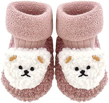 Bebek Ayakkabı Prewalkers Bebek Kış Ayakkabı Kat Kalınlaşmış Çorap Sonbahar ve Kış Çocuk Karikatür Dağıtım Çorap (Siyah,
