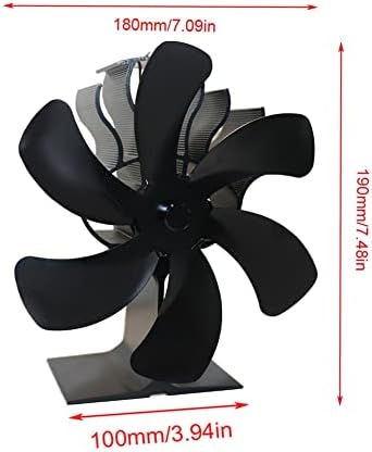 LYNLYN siyah şömine 6 bıçakları ısı Powered soba Fan günlük ahşap brülör sessiz ev şömine Fan verimli ısı dağılımı (renk: