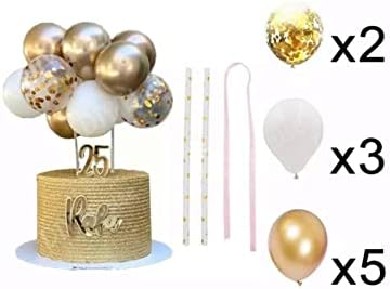 Balon Kek topper 10 adet dekorasyon. Konfeti balonları beyaz ve altın parti dekor doğum günü düğün bebek duş mezuniyet!