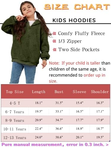 Ofenbuy Çocuklar kızın Bulanık Hoodies Fermuar Sıcak Gevşek Sherpa Kapüşonlu Sweatshirt Kazak Cepler İle