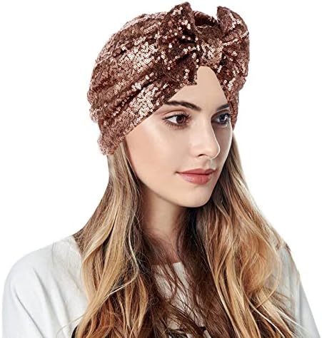 Kadınlar islami türban Hatbow Sequins Saç Bonesi başörtüsü Wrap Kapak beyzbol şapkası Bayan