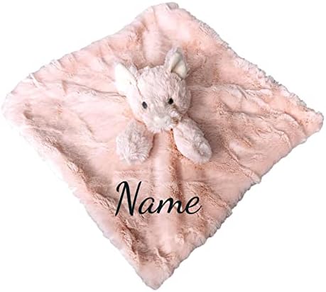 SONA G tasarımları Küçük Domuz Lovey Lovie Çıngıraklı Bebek Güvenlik Battaniyesi-İsimle Kişiselleştirilebilir (İşlemeli İsimle