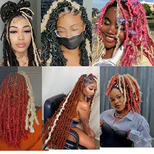 KYNLEY 2 Packs Siyah Marley Saç + 2 Packs Turuncu Bahar Büküm Saç 12 İnç Yaylı Afro Büküm Saç Kinky Marley Büküm Örgü Saç