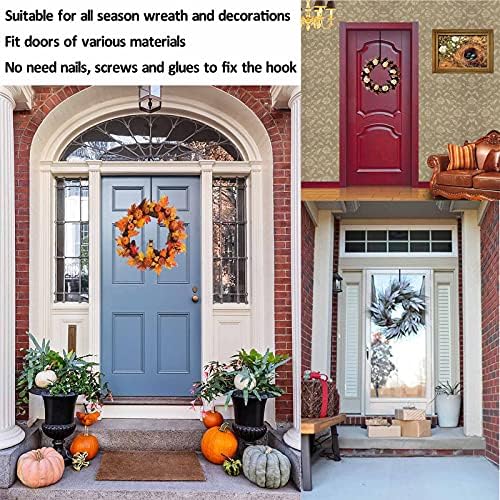 Ön Kapı için 4 Paket 12” Çelenk Askısı, Kapının Üzerinde Metal Kancalar, Noel Süsleri, Giysiler, Havlular, Tabelalar ve Daha