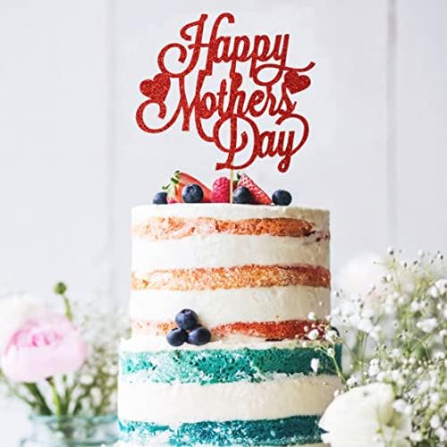 zxyxka Mutlu anneler Günü Kek Topper En İyi Anne Hiç Kek Topper Düğün Dekorasyon Kek Topper Özel Etkinlikler için (Kırmızı)