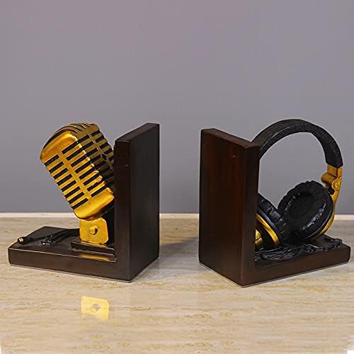 MMLLZEL Ev Dekorasyon Minyatür Model mikrofonlu kulaklık Müzik Sevgilisi Süsler Retro Reçine Bookend Figürler masa dekoru