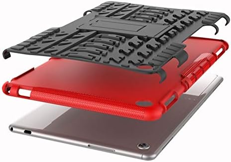 MediaPad M5 Lite 10.1 İnç Kılıf Zırh DWaybox Hibrid Sağlam Ağır Sert Arka Kapak Kılıf Kickstand ile Huawei MediaPad ile uyumlu