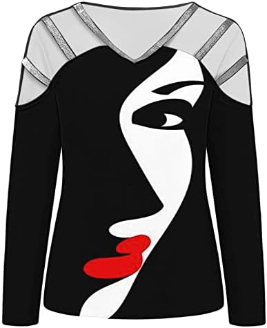 Nyybw kadın moda seksi bluz gömlek içi boş soğuk omuz uzun kollu v yaka ince rahat bahar gömlek tunik Üstleri
